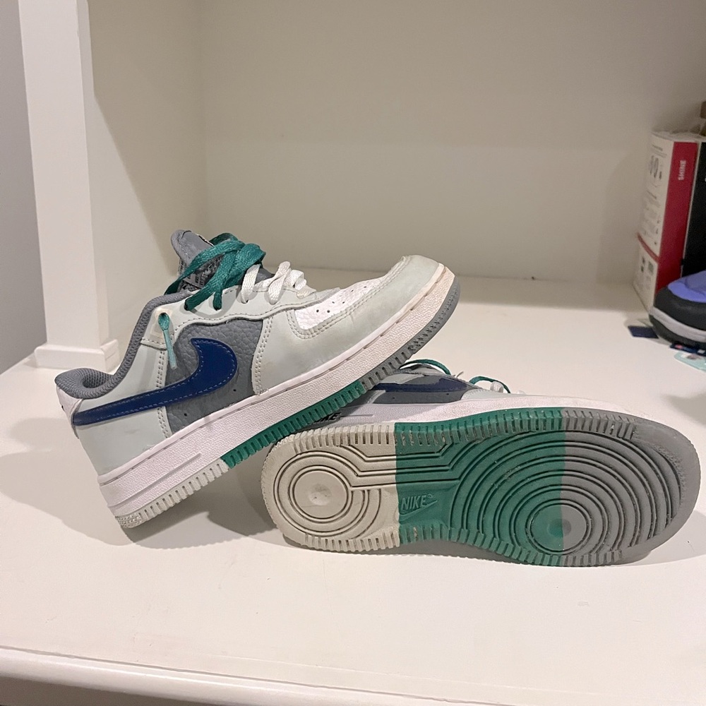 Little Kid's Nike Force 1 Light Silver/Deep Royal Blue 1Y